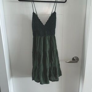 NWT AE Aerie Boho Crochet Tiered Green Dress XS